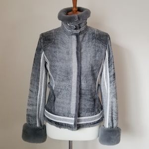 St. John Sport LUXE Leather/Fur/Wool Winter Jacket